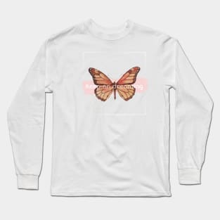 Vintage retro aesthetic good vibes spring positivity peachy inspiration good mood retro vibes butterfly flowers flower power dreams keep on dreaming love romantic female Long Sleeve T-Shirt